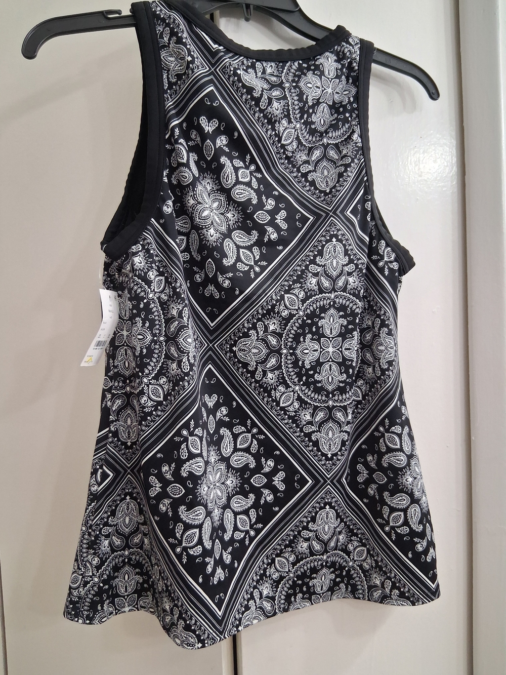 Lands' End Black and White Paisley Racerback Tank - Picture 2 of 5